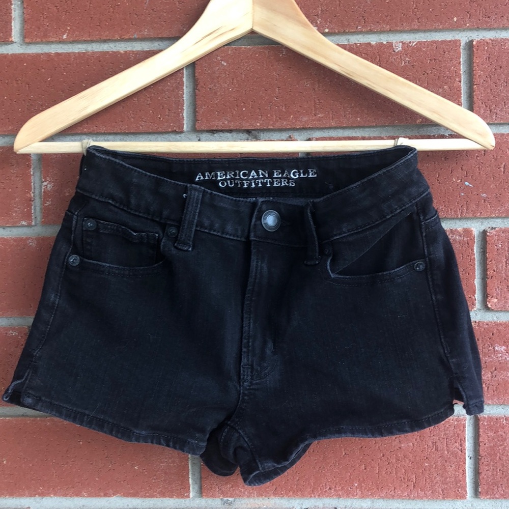 American eagle black high rise shorties